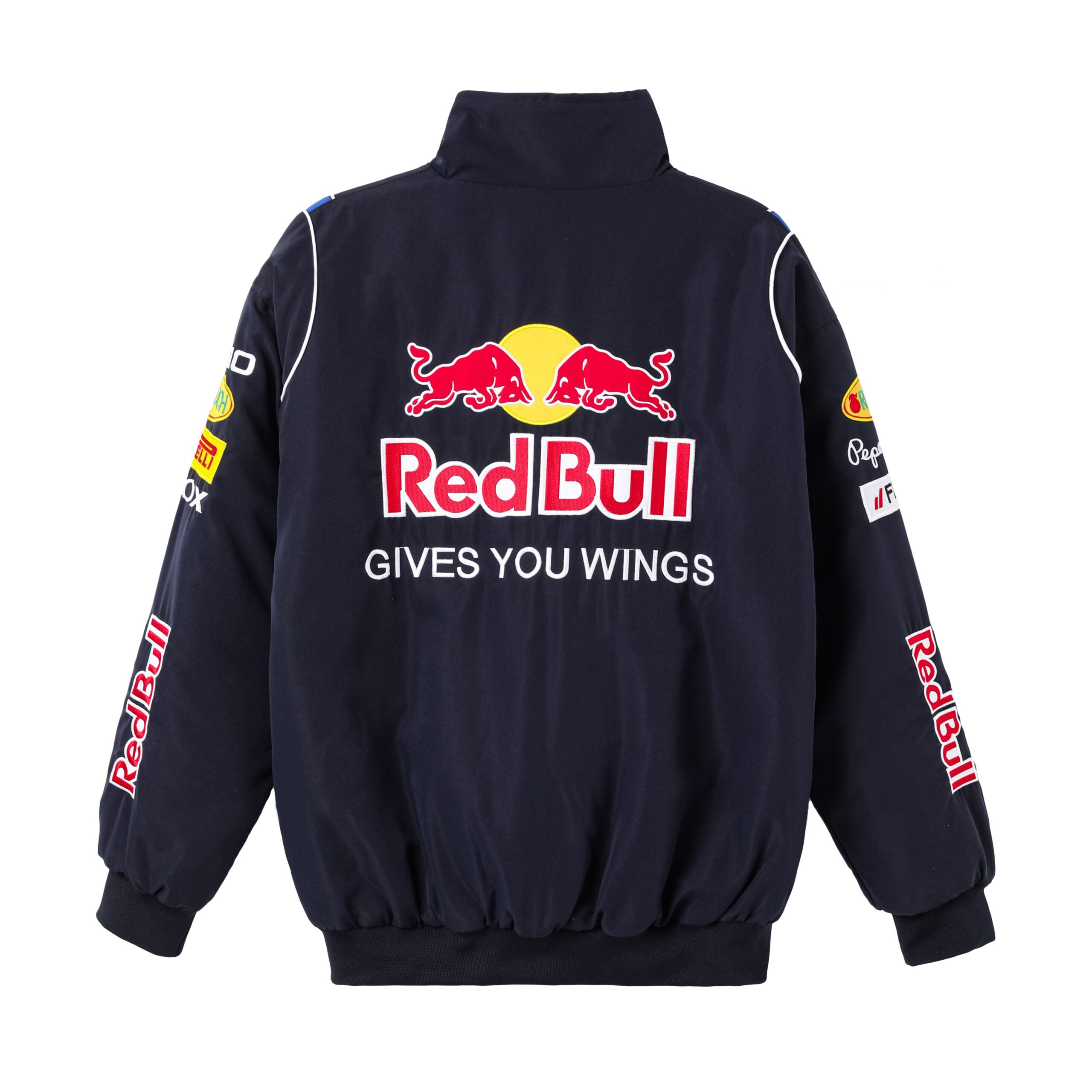 Red Bull Racing F1 Team Jacke - Marineblaue Motorsport Bomberjacke mit bestickten Sponsoren