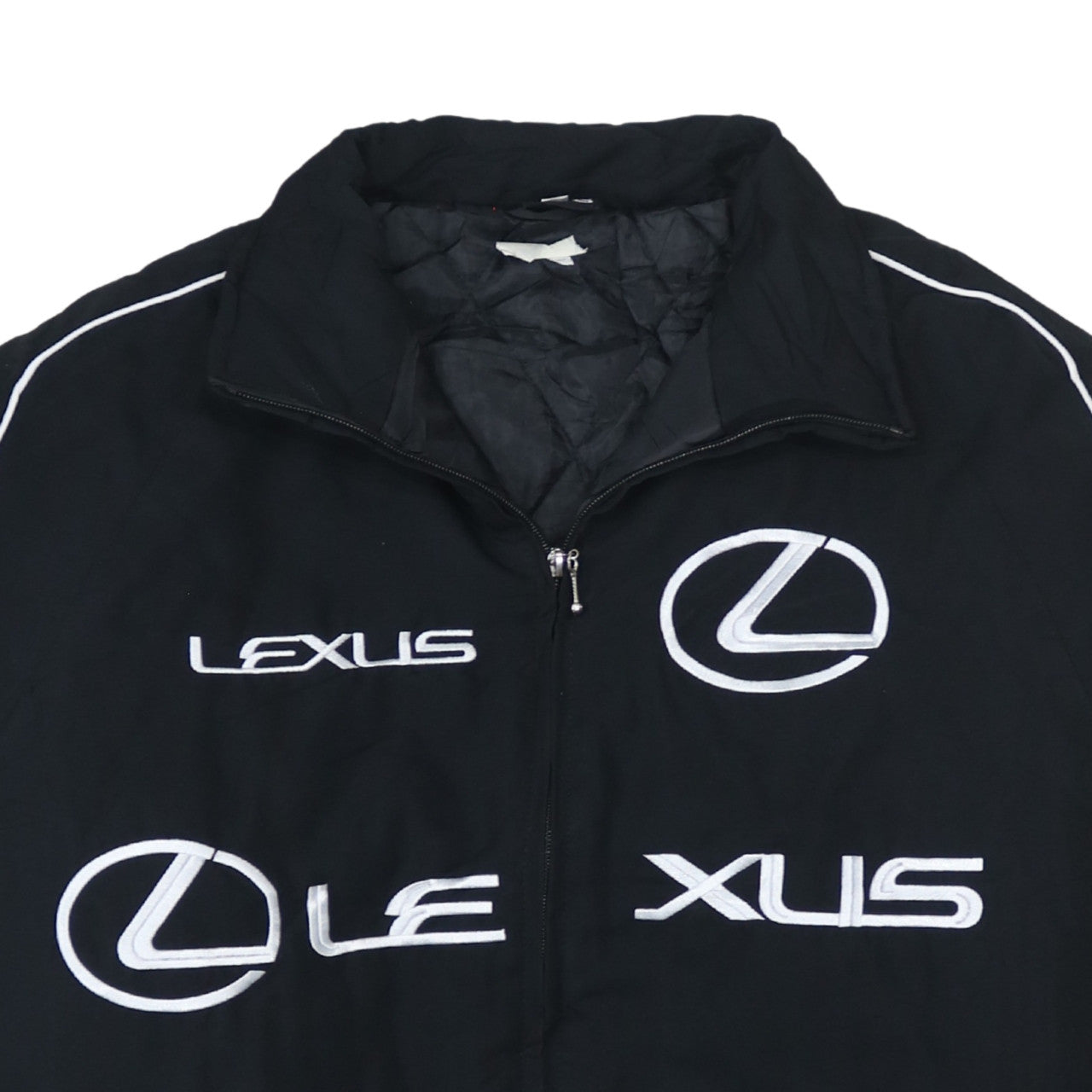 Lexus Schwarze Nascar Jacke Herren Large Bestickte Logos Reißverschluss vorne Taschen Bomber Oberbekleidung
