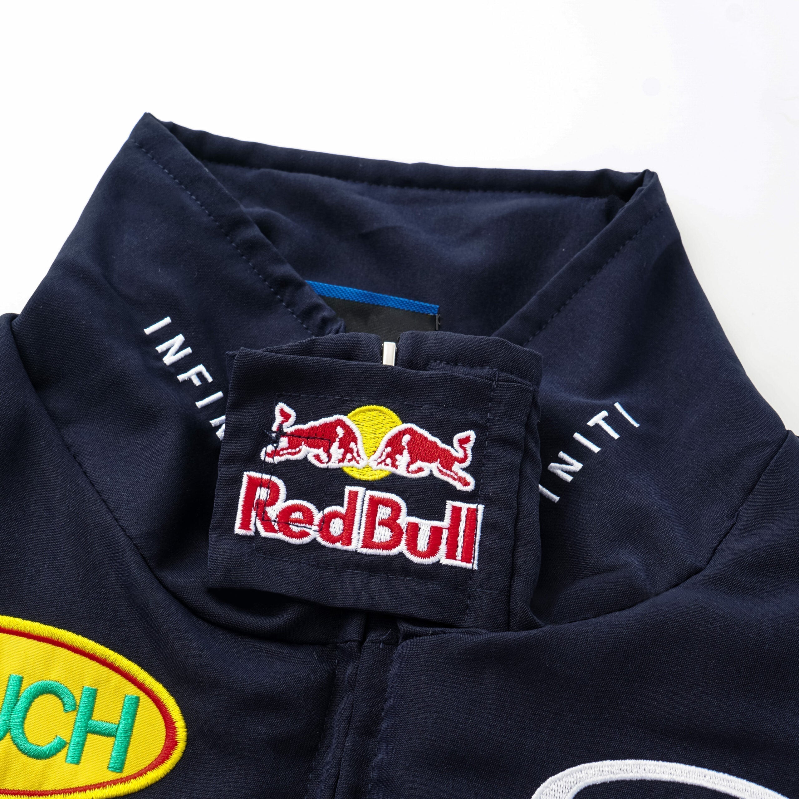 Red Bull Racing F1 Team Jacke - Marineblaue Motorsport Bomberjacke mit bestickten Sponsoren