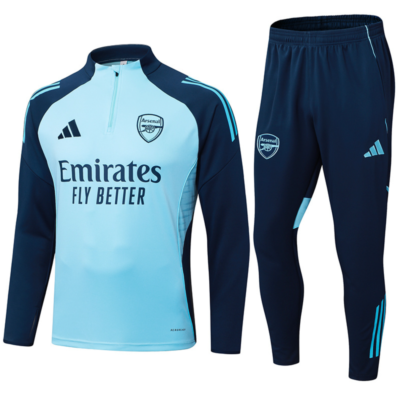 Arsenal 2025/2026 Hellblauer Halb-Zip Trainingsanzug