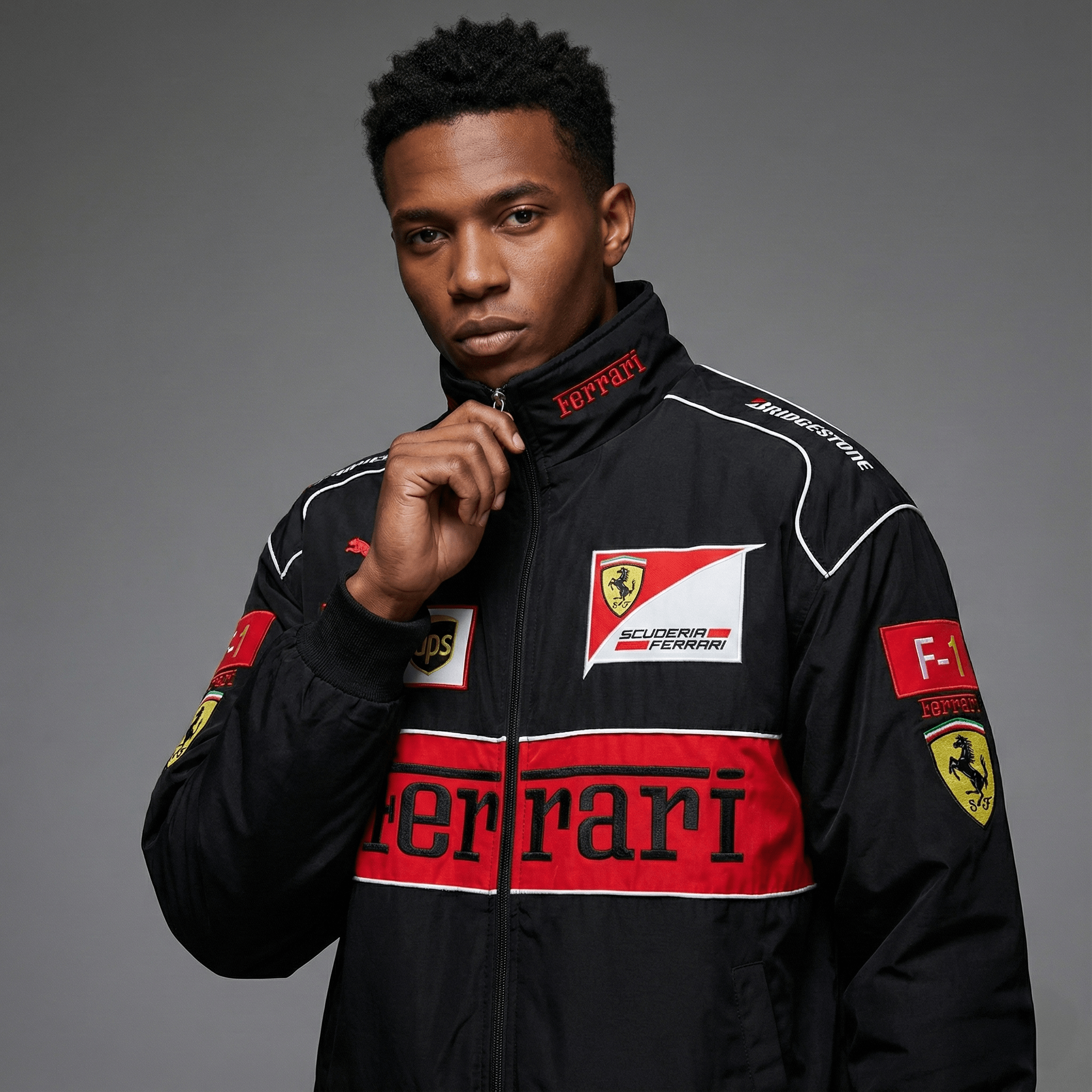 Rari F1 Rennteam Jacke – Schwarzer Scuderia Motorsport Reißverschluss-Mantel