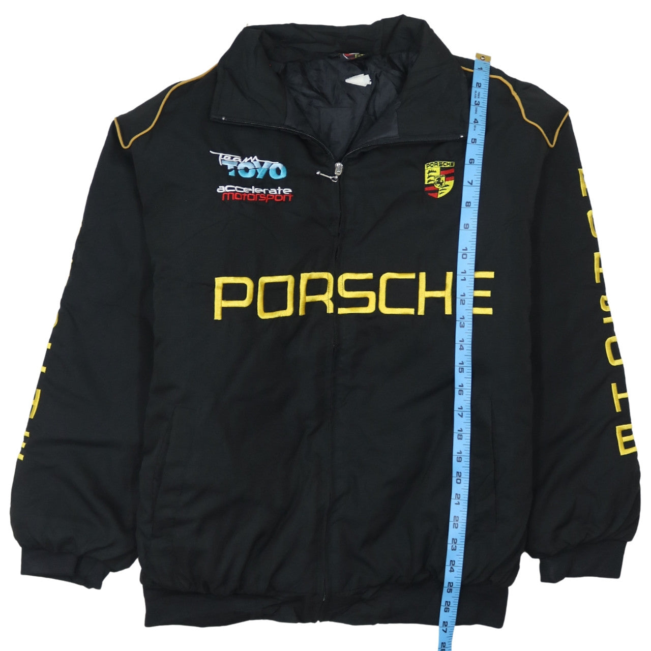Giacca Nascar Porsche Nera Uomo XL con Loghi Ricamati Zip Frontale Giacca Racing