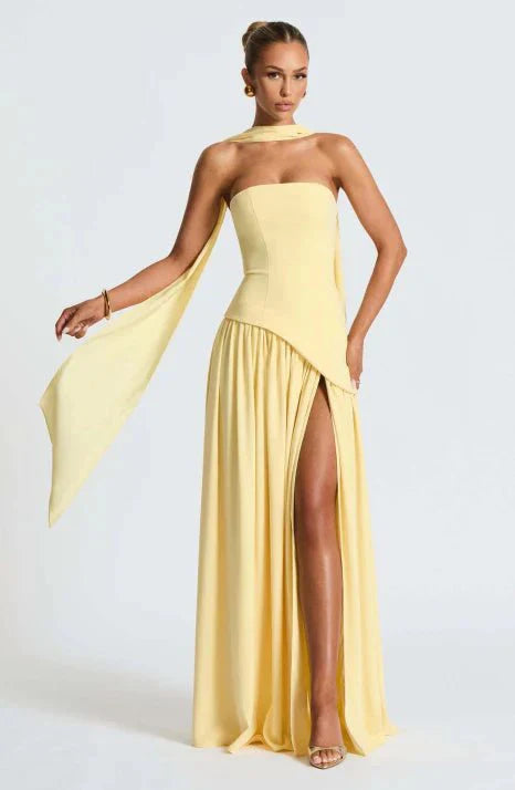 Abito da ballo da donna elegante fluente lunghezza maxi stile senza tempo