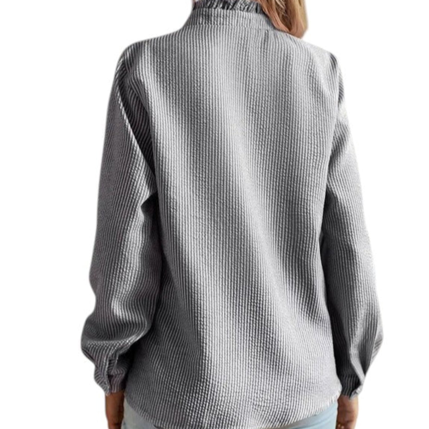 Camicia donna a righe con maniche lunghe, vestibilità classica