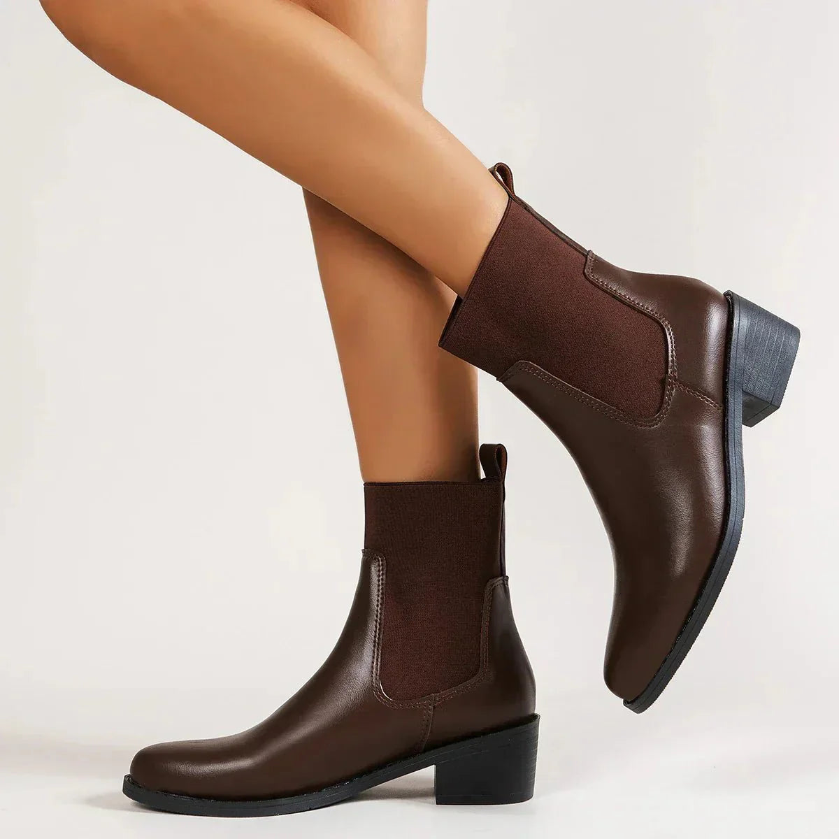 Damen Stiefel Chelsea Design Spitz zulaufende Zehen Blockabsatz Winter