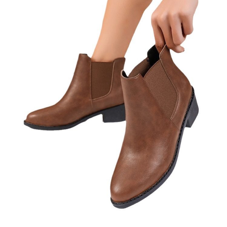 Chelsea Boots Donna Altezza Caviglia Tacco Largo Slip On Stivali Invernali