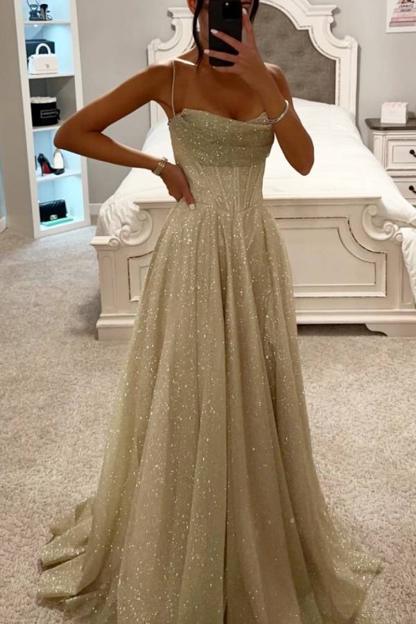 Abito da sera da donna elegante glitter lunghezza maxi vestibilità stile chic