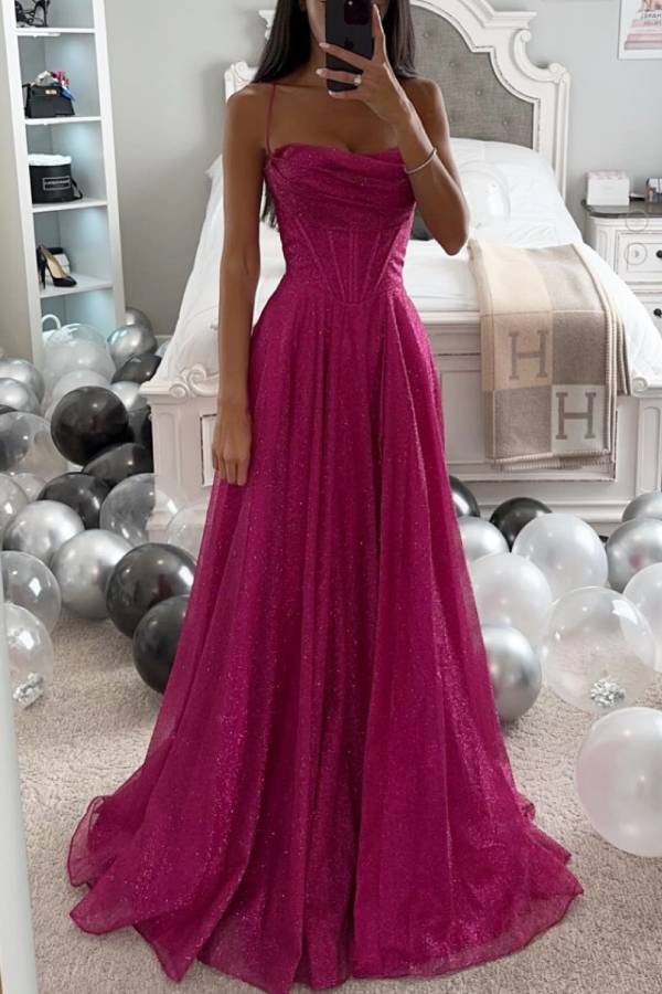 Abito da sera da donna elegante glitter lunghezza maxi vestibilità stile chic