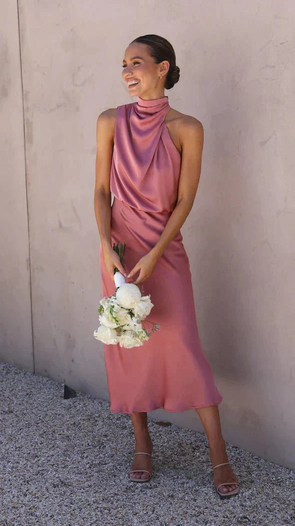 Formelles Abendkleid Damen Elegant Midischnitt Schicker Stil