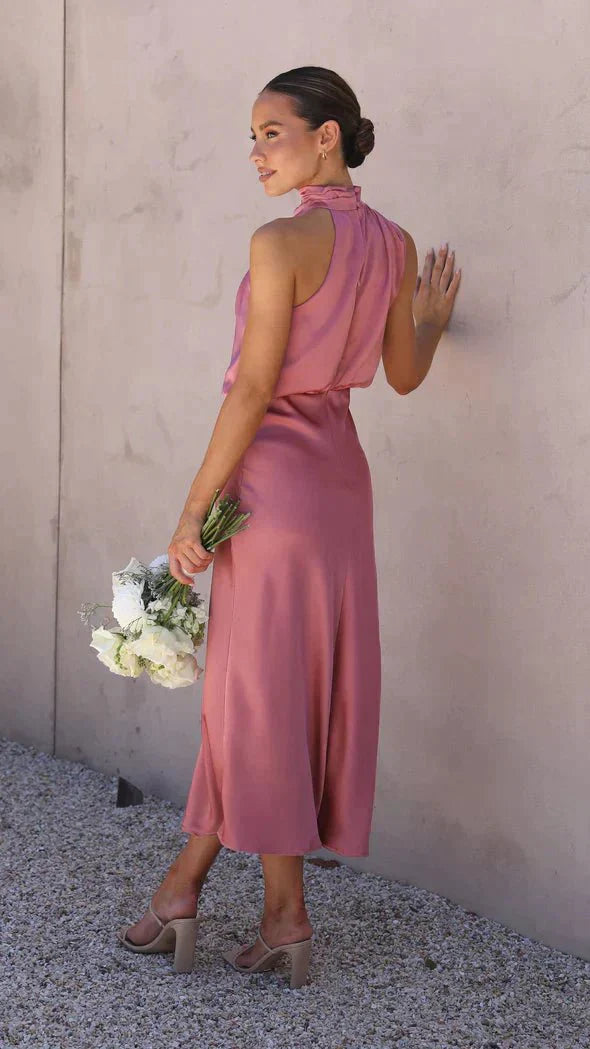 Formelles Abendkleid Damen Elegant Midischnitt Schicker Stil