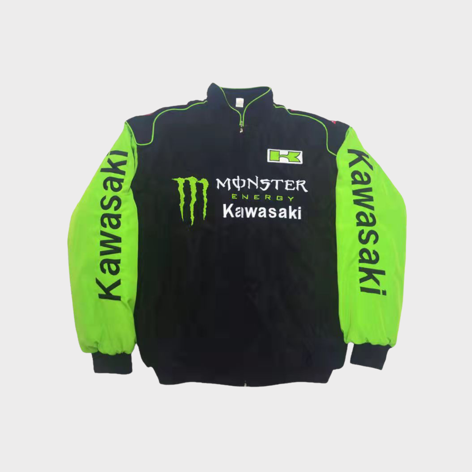 Kawasaki Monster Energy Rennteam Jacke – Schwarz/Grüne Motorsport Oberbekleidung