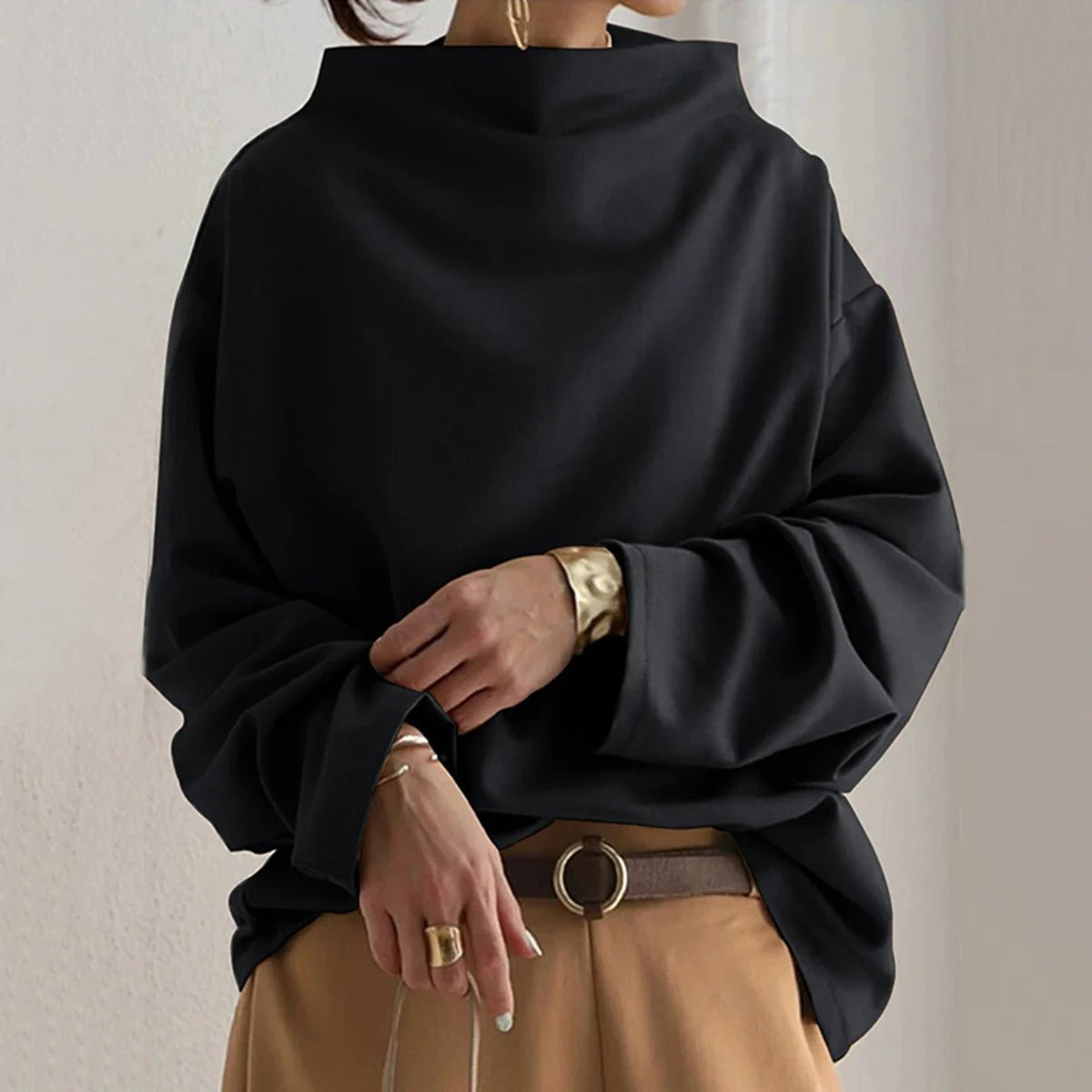 Maglione Donna Maniche Lunghe Elegante Look Casual Quotidiano
