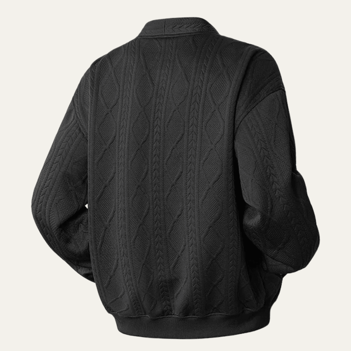 Cardigan Homme — Tricot Câble Col V Motif Losanges Boutons Devant
