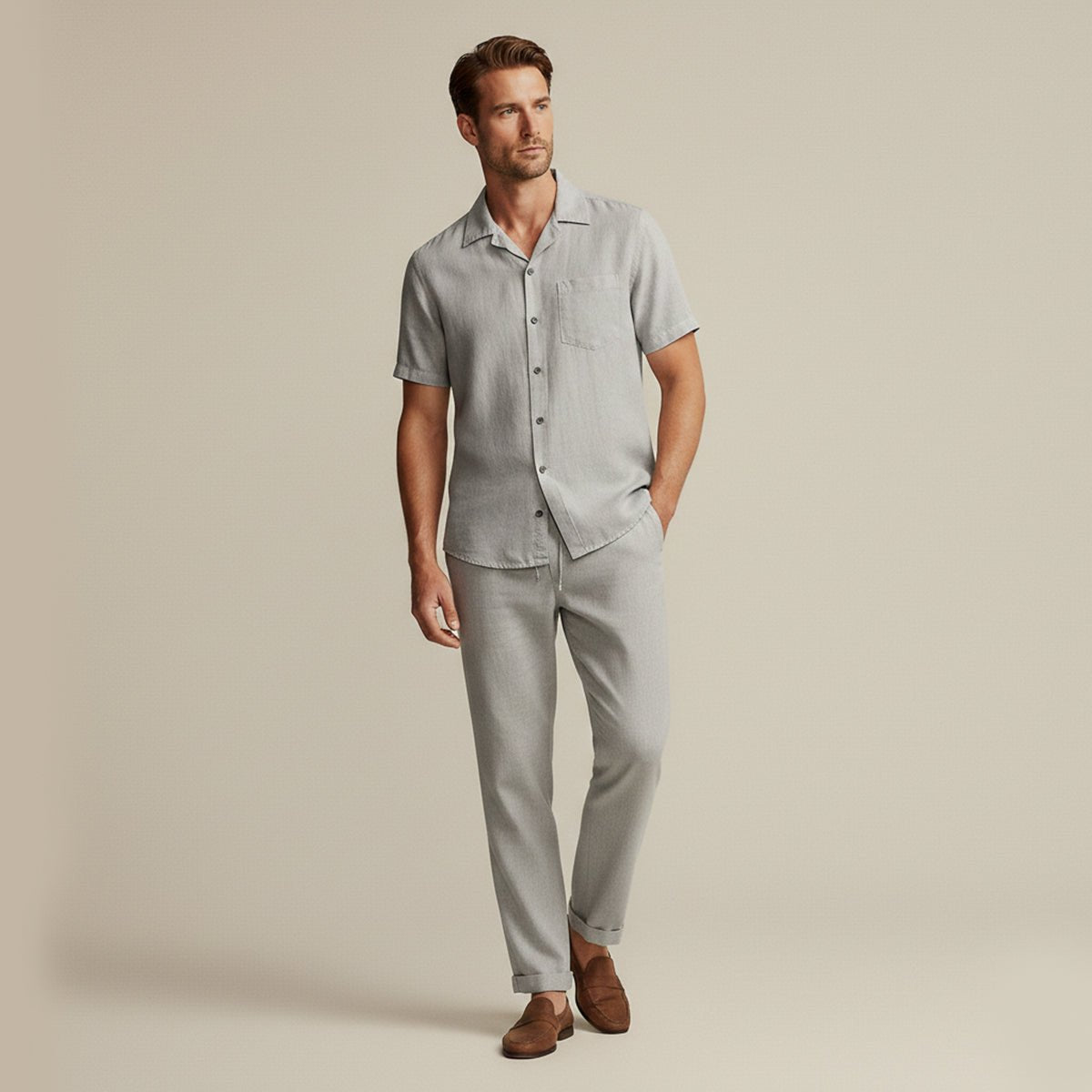Ensemble homme — Coupe décontractée Chemise texturée & pantalon