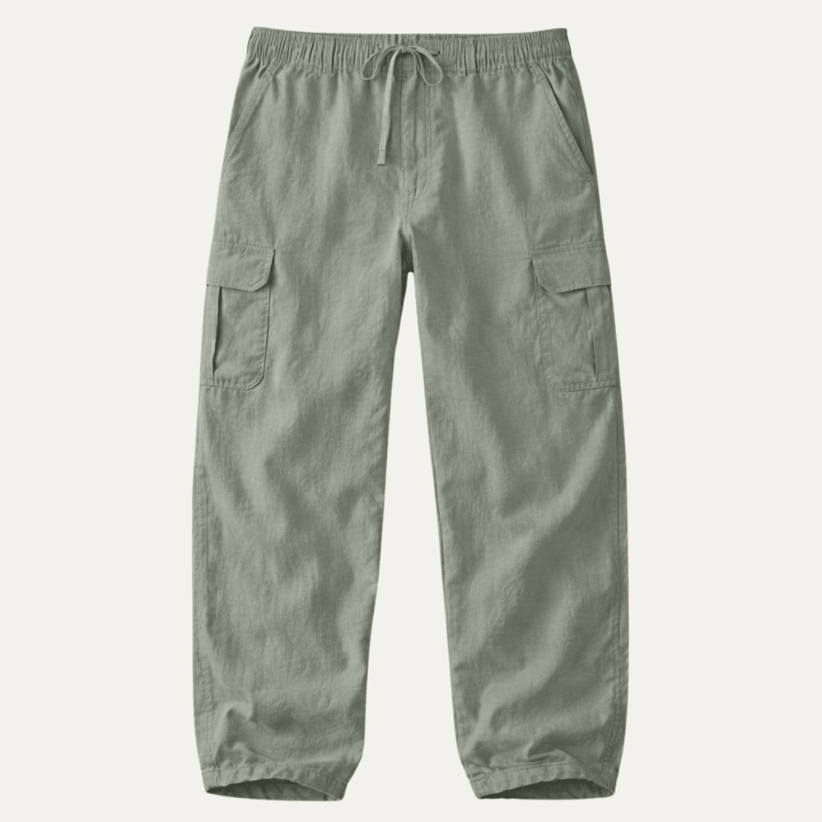 Pantaloni cargo da uomo in lino - vestibilità ampia, design con molte tasche