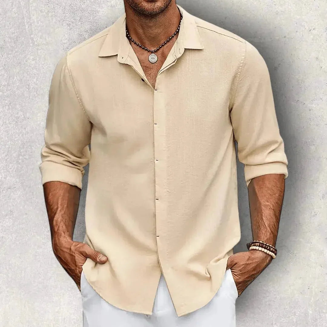 Camicia da uomo in lino — Vestibilità slim, taglio sartoriale e design strutturato