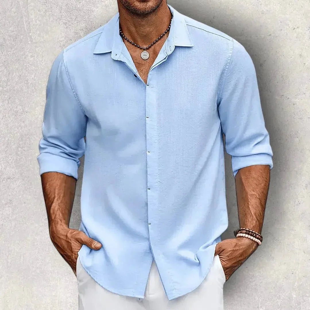 Camicia da uomo in lino — Vestibilità slim, taglio sartoriale e design strutturato