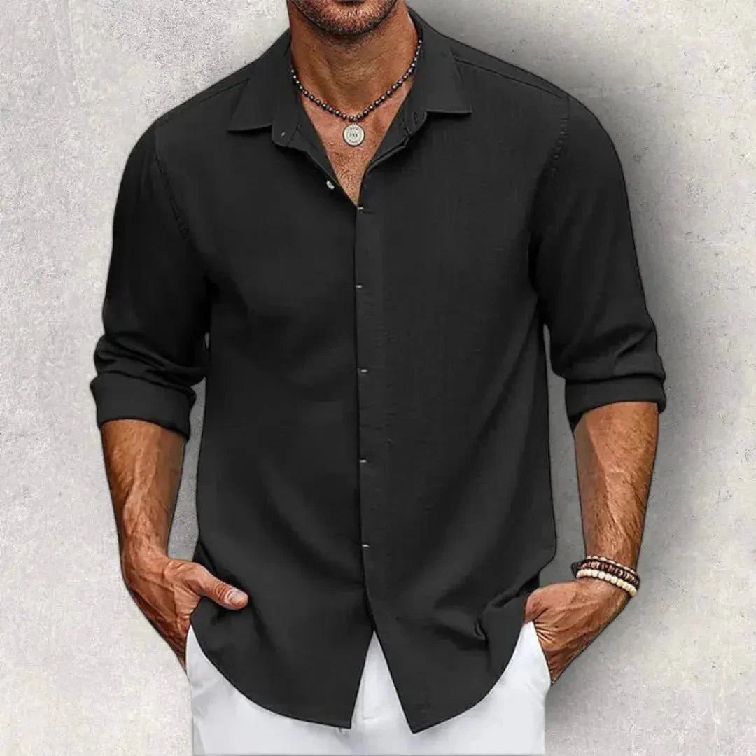 Camicia da uomo in lino — Vestibilità slim, taglio sartoriale e design strutturato