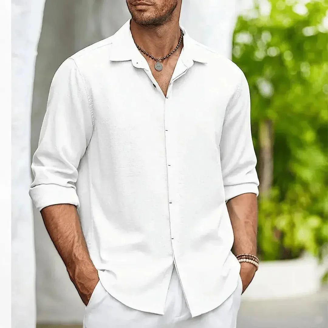 Camicia da uomo in lino — Vestibilità slim, taglio sartoriale e design strutturato