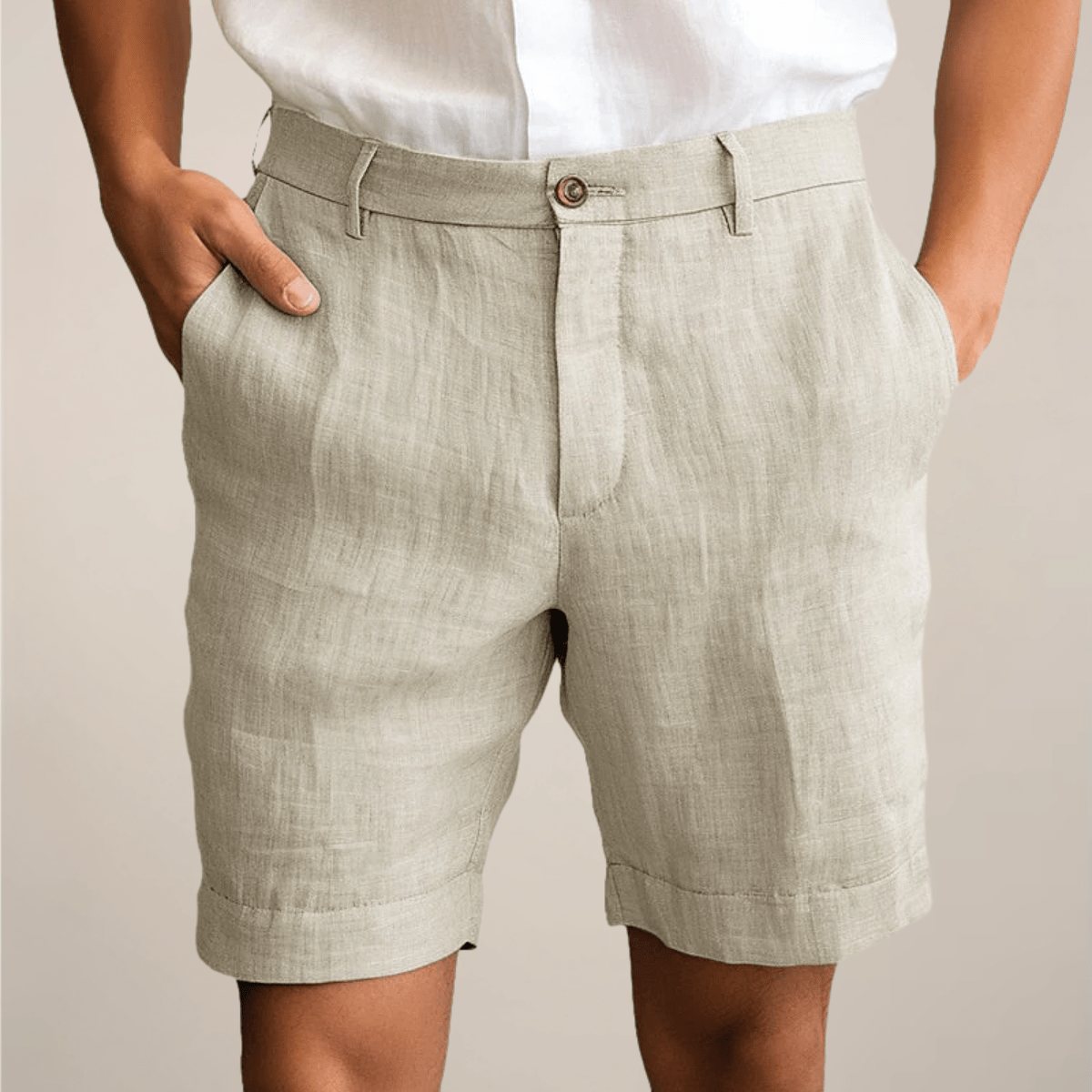Leinen-Shorts Herren - Lockere Passform Elastischer Bund Gerade Beine