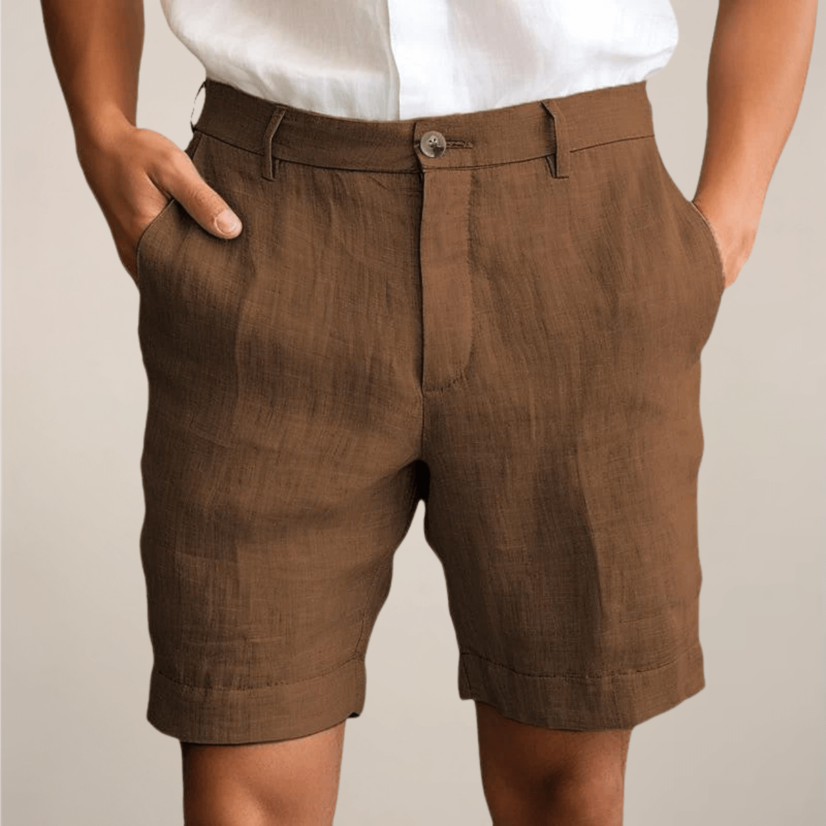 Leinen-Shorts Herren - Lockere Passform Elastischer Bund Gerade Beine
