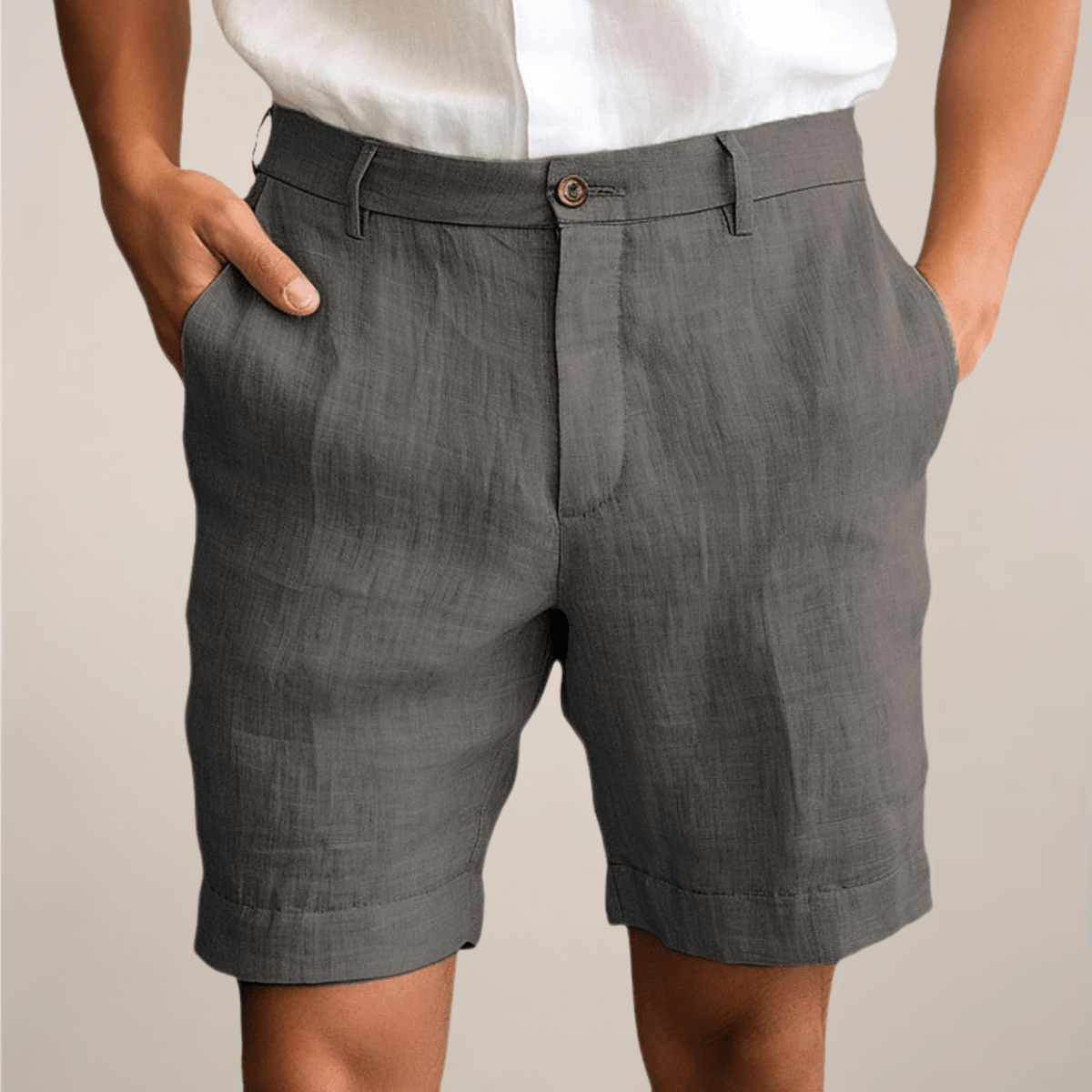 Leinen-Shorts Herren - Lockere Passform Elastischer Bund Gerade Beine