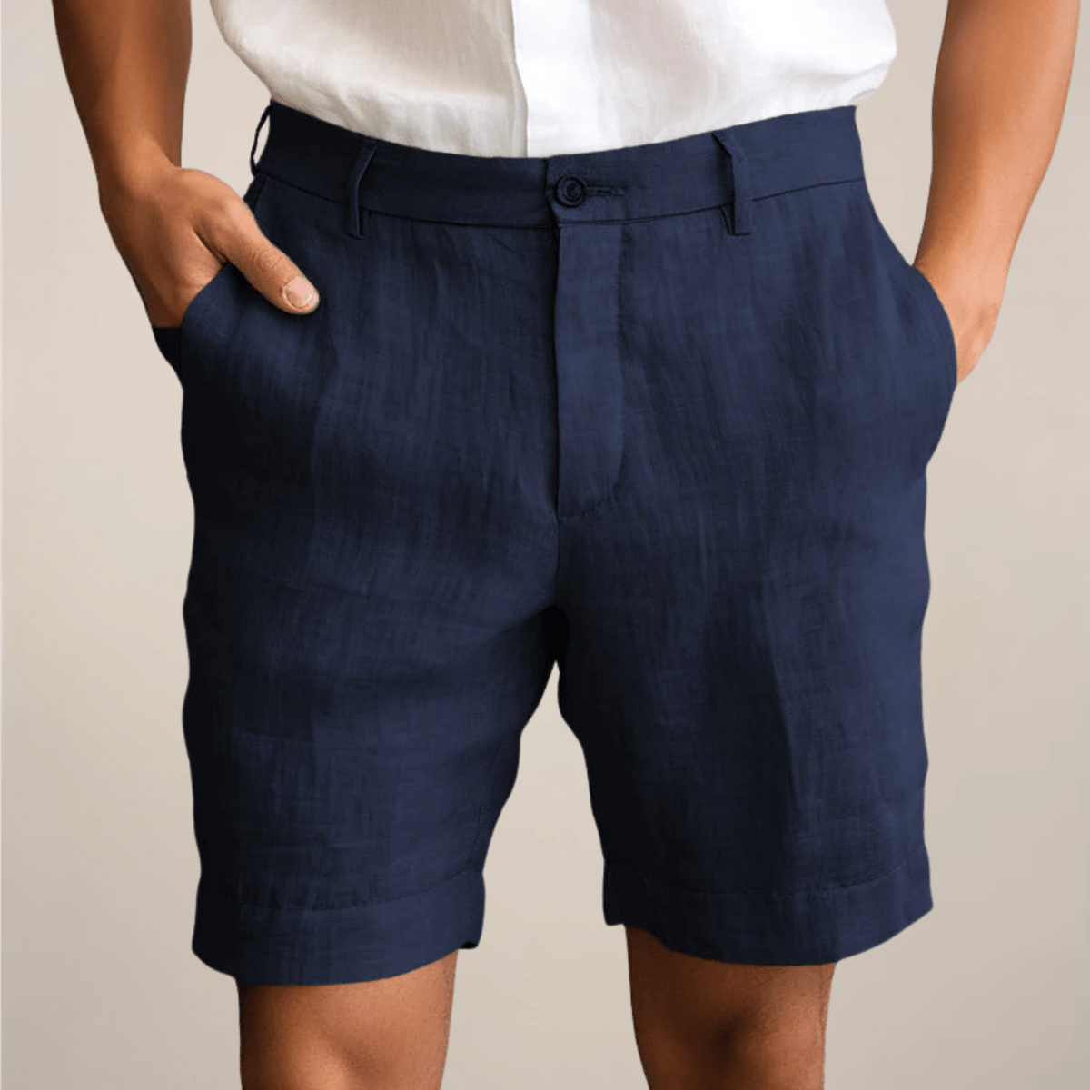 Leinen-Shorts Herren - Lockere Passform Elastischer Bund Gerade Beine