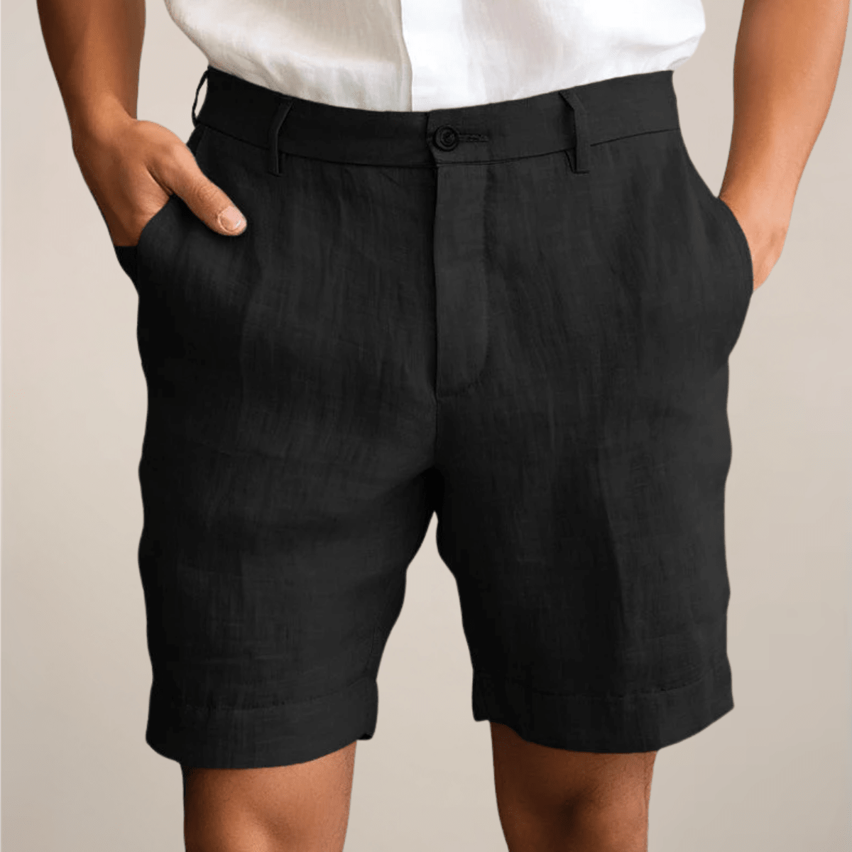 Leinen-Shorts Herren - Lockere Passform Elastischer Bund Gerade Beine