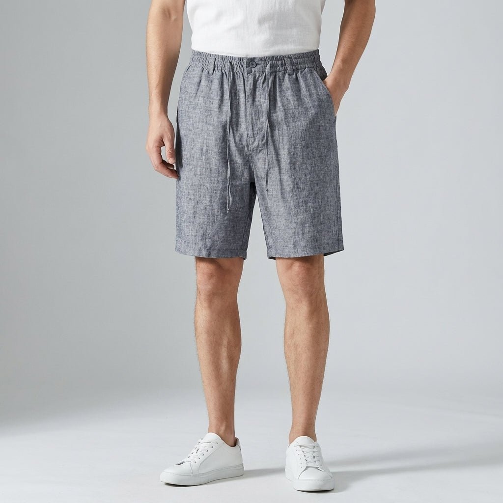 Leinen-Shorts Herren - Entspannte Passform Elastischer Tunnelzugbund