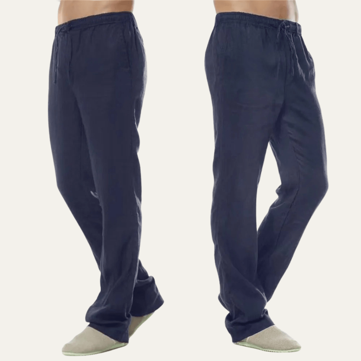 Herren Leinenhose - Lockerer Schnitt, gerade Bein, Kordelzug