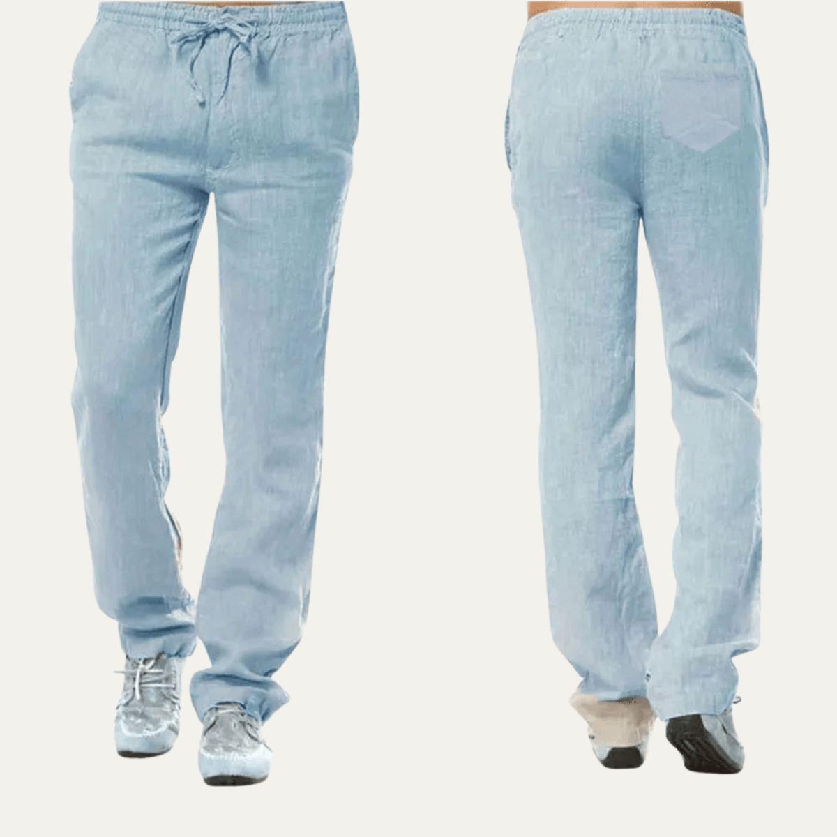 Herren Leinenhose - Lockerer Schnitt, gerade Bein, Kordelzug