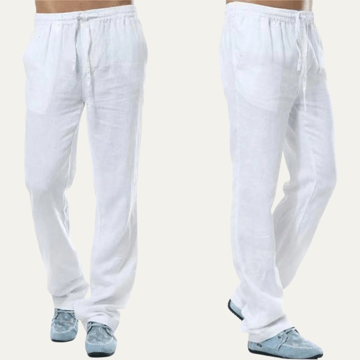 Herren Leinenhose - Lockerer Schnitt, gerade Bein, Kordelzug