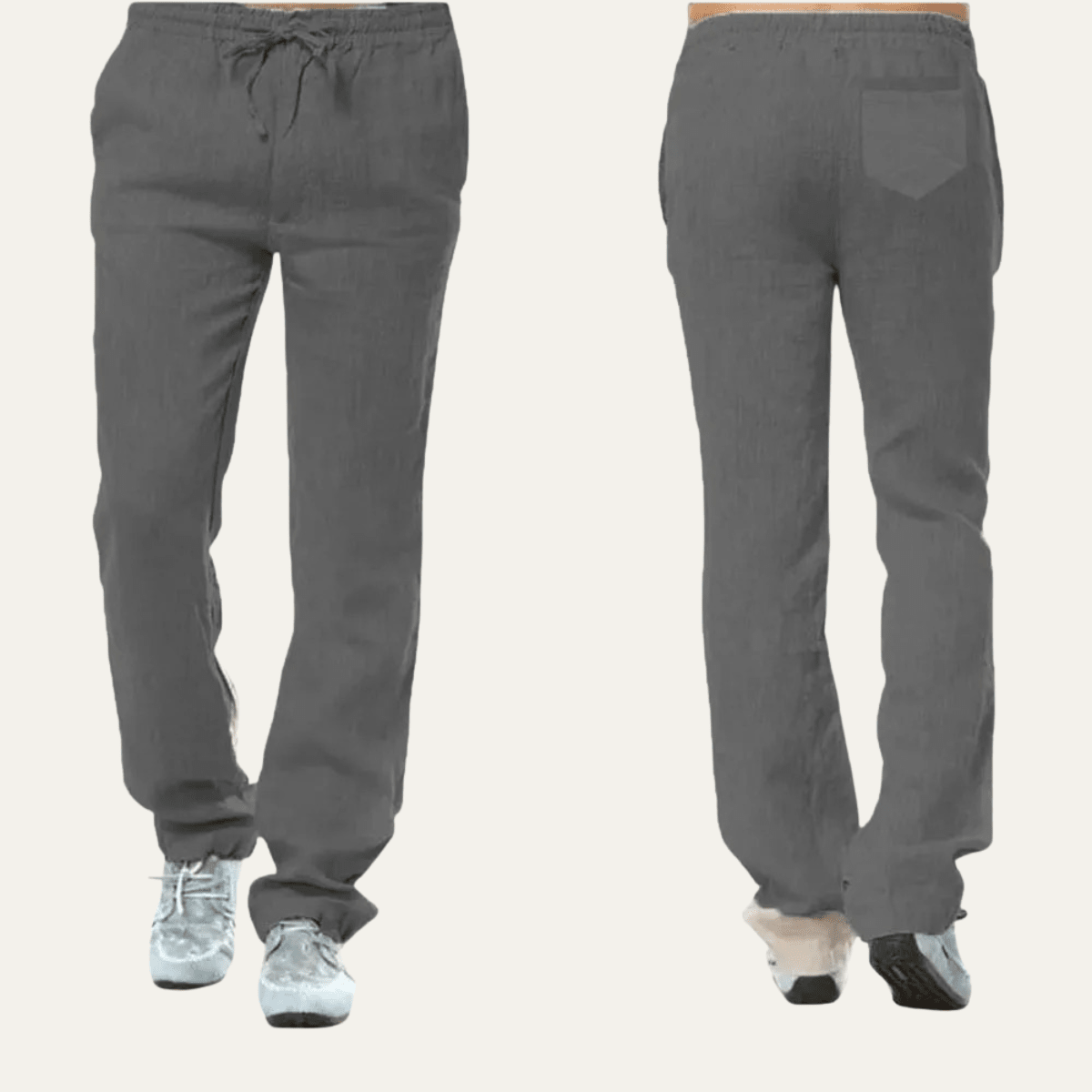 Herren Leinenhose - Lockerer Schnitt, gerade Bein, Kordelzug