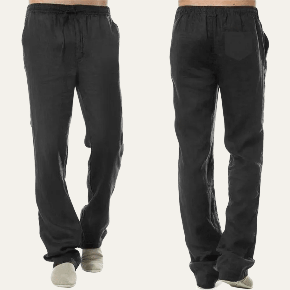 Herren Leinenhose - Lockerer Schnitt, gerade Bein, Kordelzug
