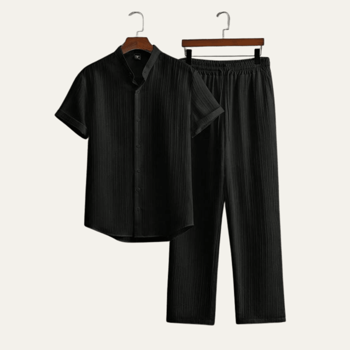 Completo da uomo in lino — Top a maniche corte e pantaloni con coulisse
