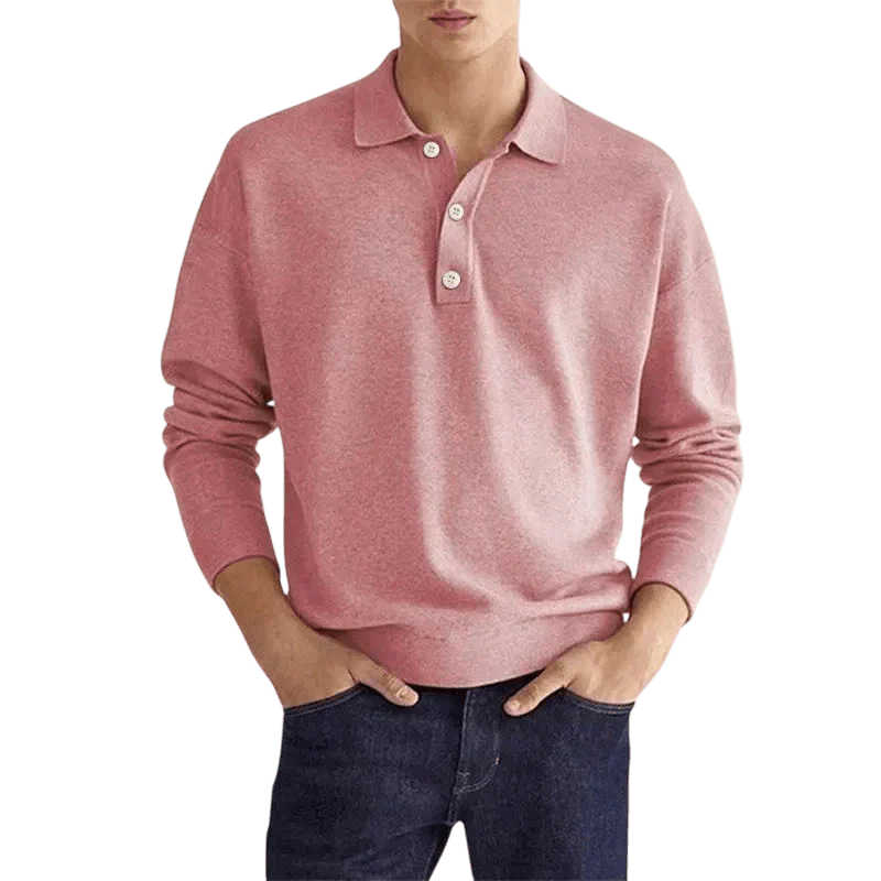 Polo da uomo — Vestibilità regolare, maniche lunghe, classica chiusura con bottoni