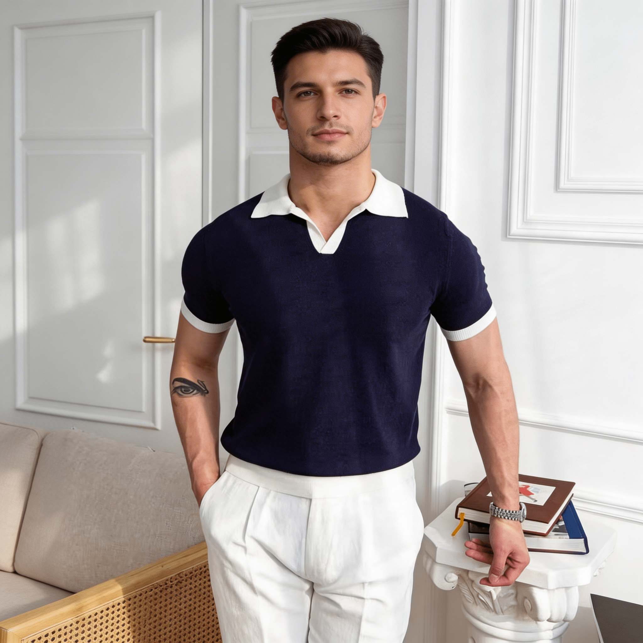 Polo da uomo — Vestibilità regolare, maniche corte, patta con bottoni