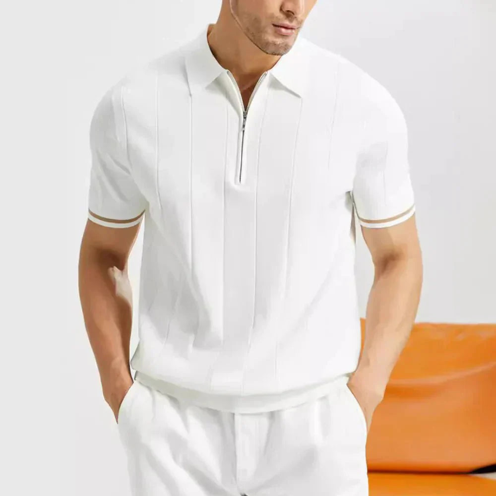 Polo da uomo — Vestibilità regolare, maniche corte, chiusura con zip a un quarto