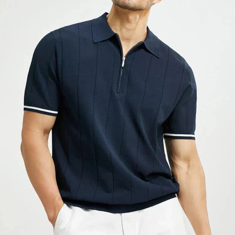 Polo da uomo — Vestibilità regolare, maniche corte, chiusura con zip a un quarto
