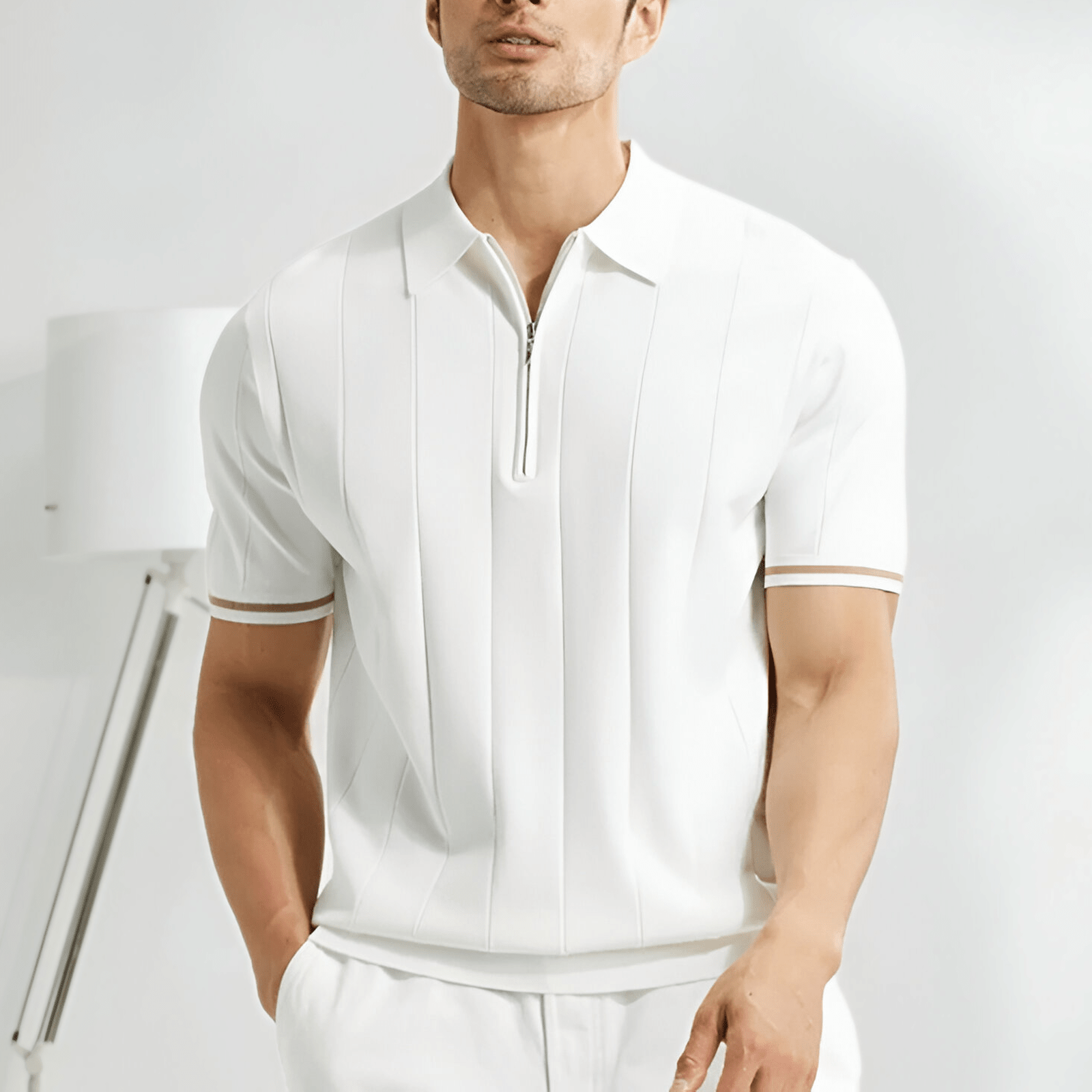 Polo da uomo — Vestibilità regolare, maniche corte, chiusura con zip a un quarto