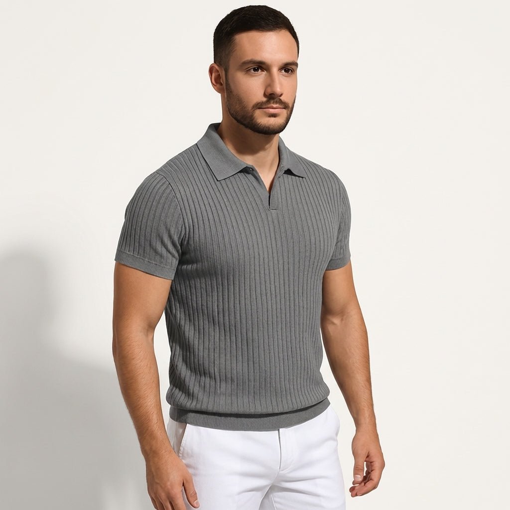 Polo da uomo — Vestibilità slim, maniche corte, patta con bottoni
