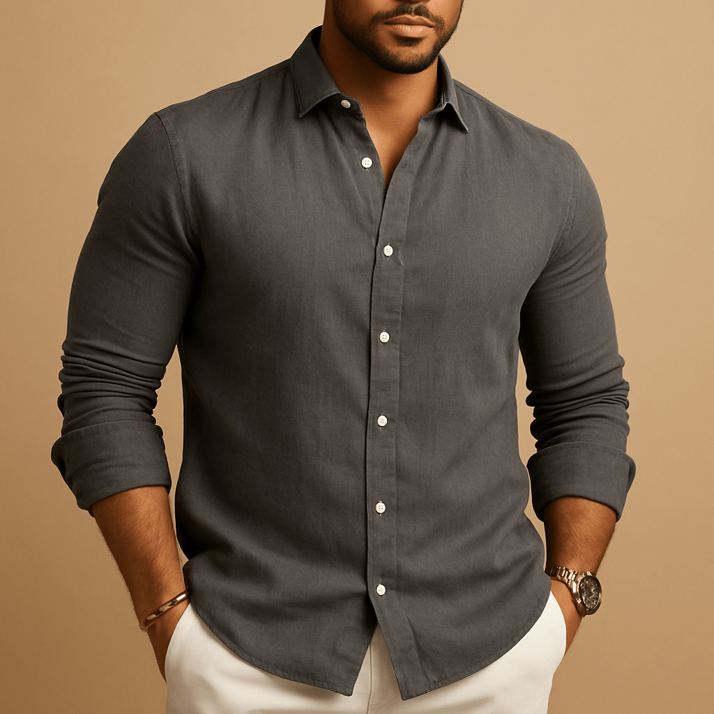 Hemd Herren Bequeme Passform Saubere Entspannte Silhouette