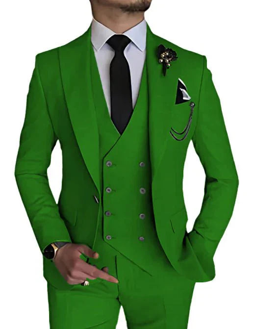 Herren Anzug Zweireihig Formelle Passform Eleganter Look