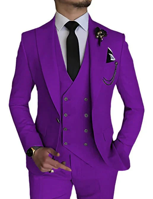 Herren Anzug Zweireihig Formelle Passform Eleganter Look