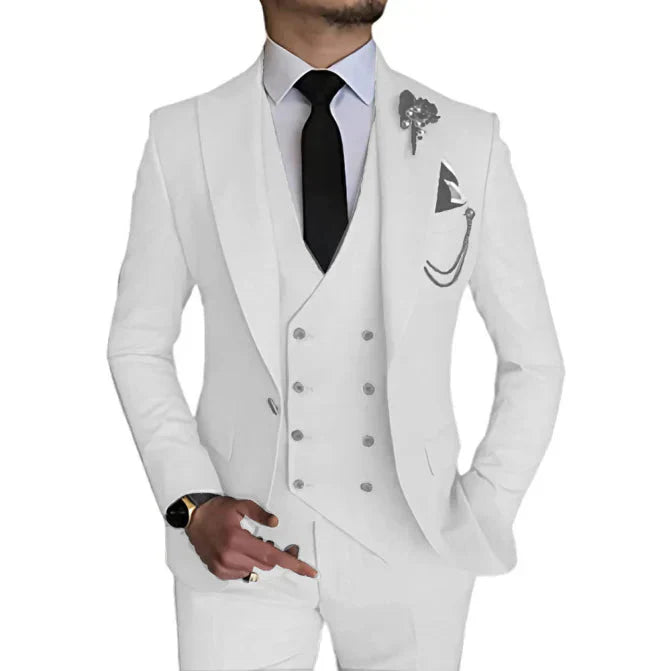 Herren Anzug Zweireihig Formelle Passform Eleganter Look