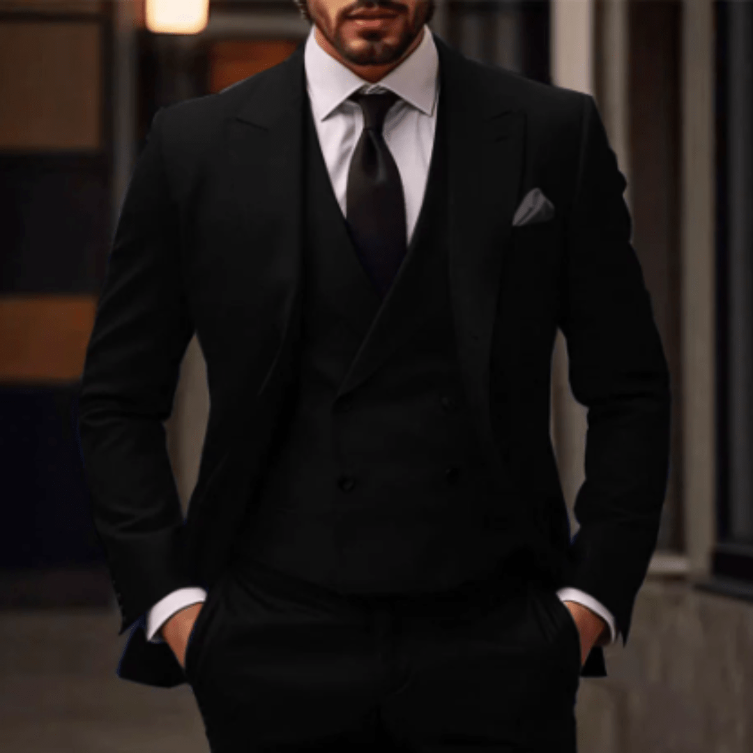 Costume Homme Trois Pièces Confort Coupe Style Raffiné