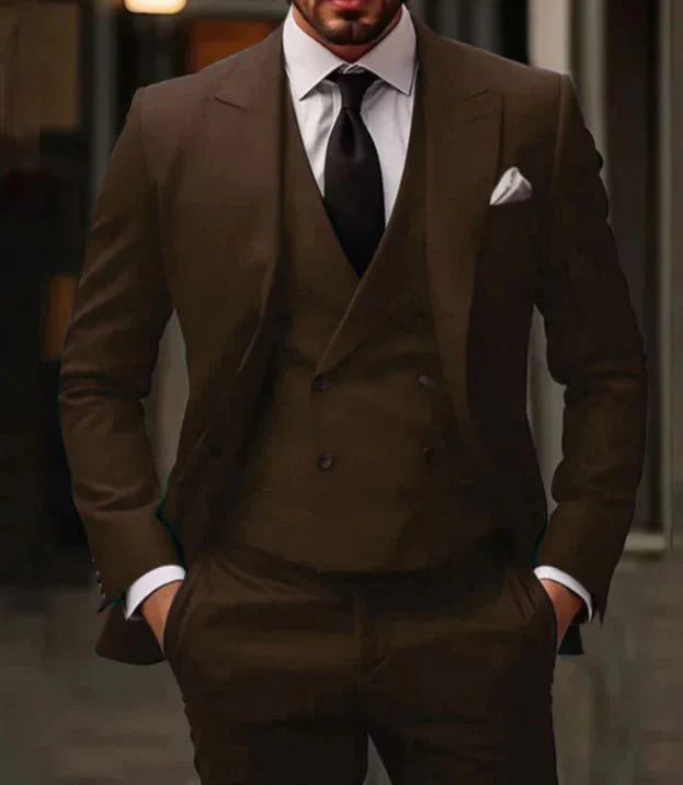 Costume Homme Trois Pièces Confort Coupe Style Raffiné
