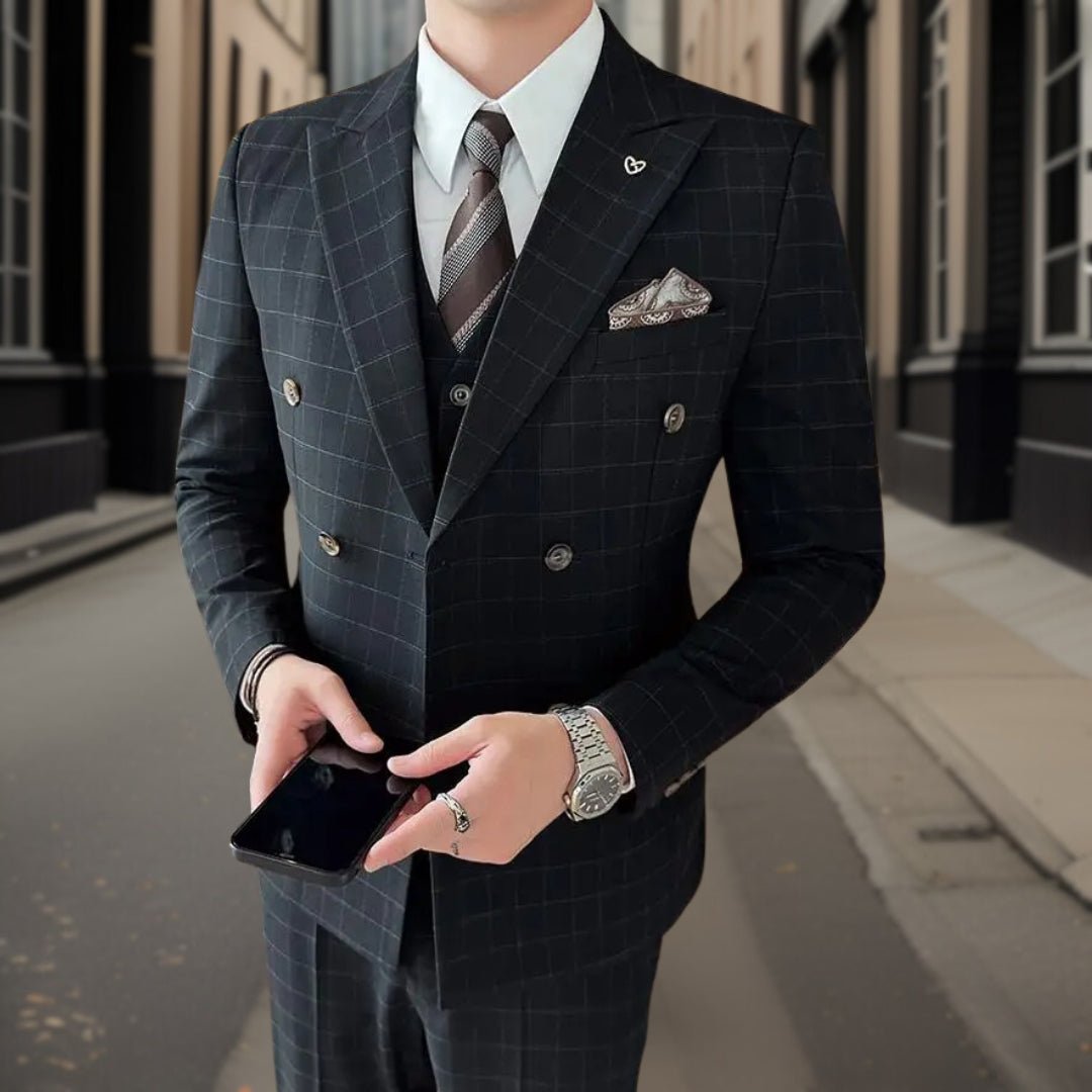 Completo Uomo Classico 3 Pezzi Vestibilità Stile Senza Tempo