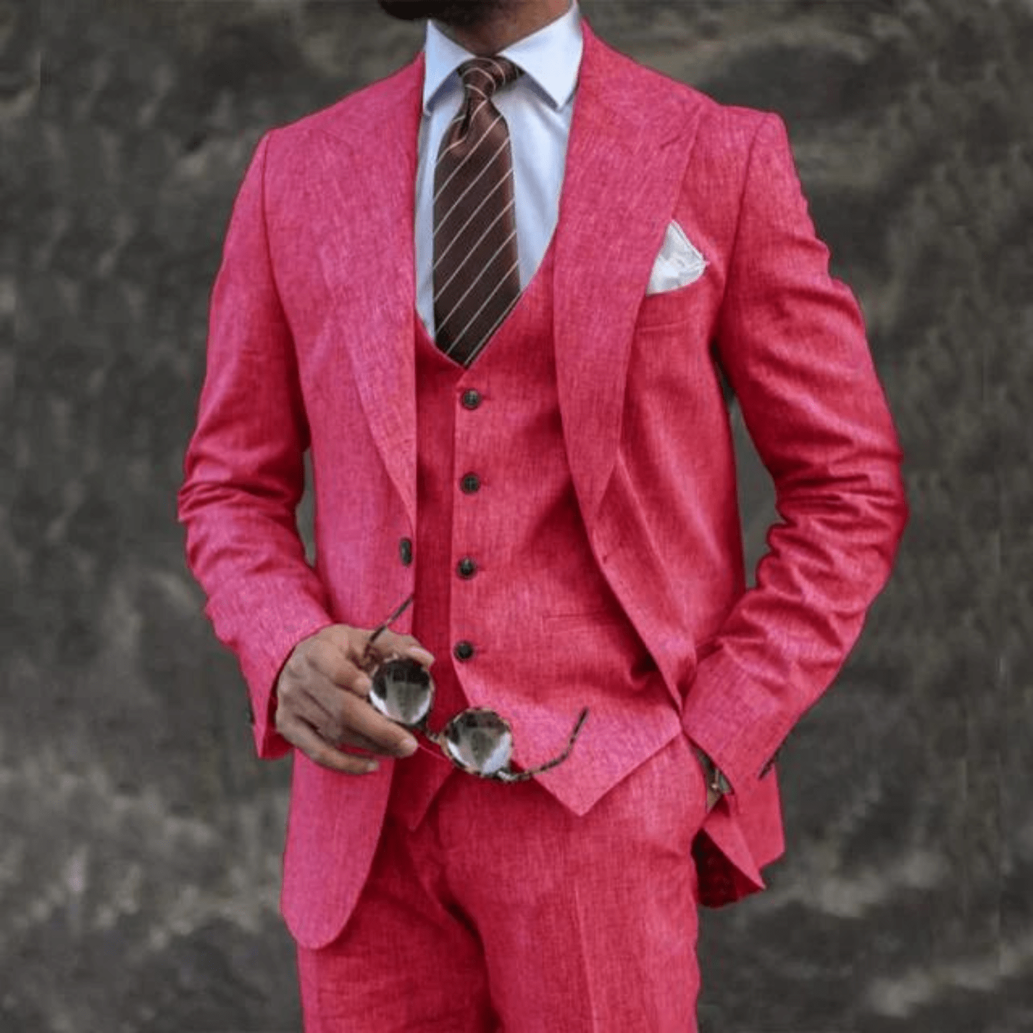 Suit Set Men Lightweight Tailored Fit Formal Style