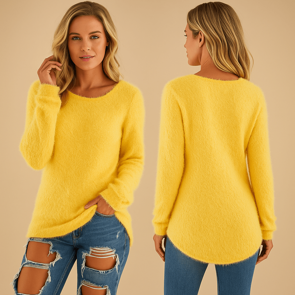 Maglione Donna Leggero Maglia Lavorata Girocollo Vestibilità Comoda
